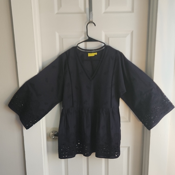 Roberta Roller Rabbit Tops - Roberta Roller Rabbit Dark Blue Eyelet Tunic